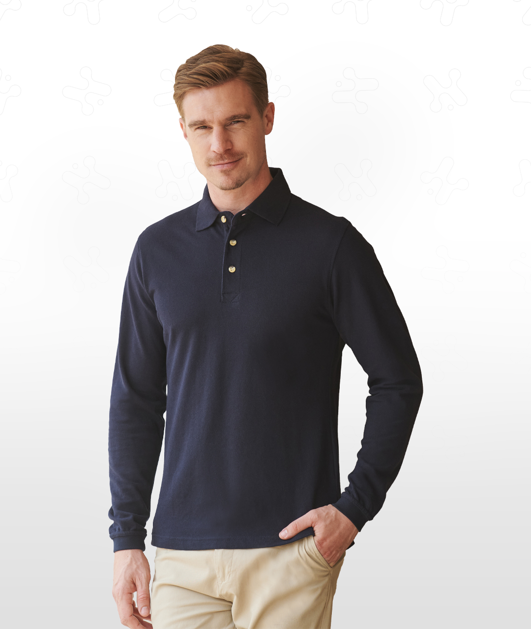 Long Sleeve Cotton Polo Shirt