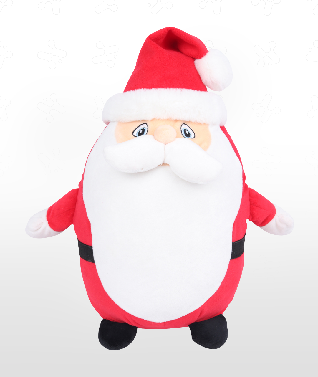 Plush Father Christmas doll with red suit, white beard, black boots and belt